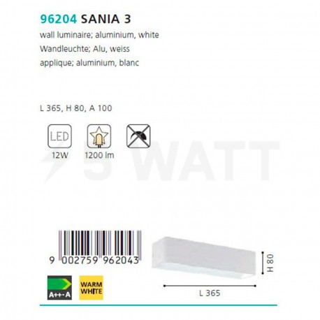 Настінний світильник EGLO Sania 3 (96204) - недорого