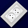 Электрическая двойная розетка Gunsan Neoline белая, без заземления (1421100100149) - магазин светодиодной LED продукции