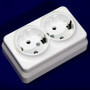 Электрическая двойная розетка Gunsan Misya наружная белая, с заземлением (1051100100150) - недорого