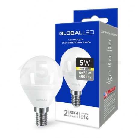 LED лампа GLOBAL G45 F 5W 3000К 220V E14 AP (1-GBL-143) - придбати