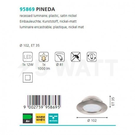 Точковий світильник EGLO Pineda (95869) - недорого