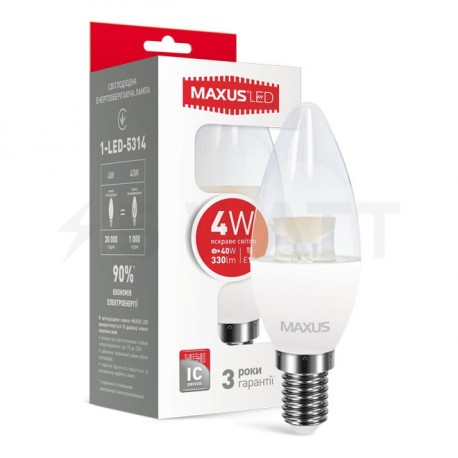 LED лампа MAXUS C37 CL-C 4W 4100К 220V E14 (1-LED-5314) - придбати