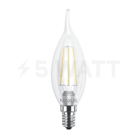 LED лампа MAXUS філамент, C37 TL, 4W, 3000К,E14 (1-LED-539) - недорого