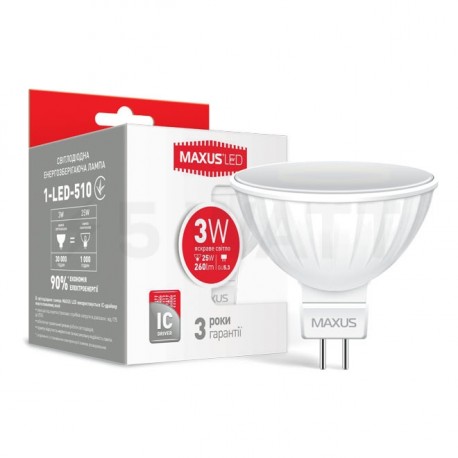 LED лампа MAXUS MR16 3W 4100К 220V GU5.3 AP (1-LED-510) - придбати