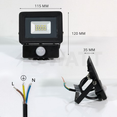 Светодиодный прожектор BIOM 10W S4-SMD-10-Slim+Sensor 6500К 220V IP65 с - в інтернет-магазині