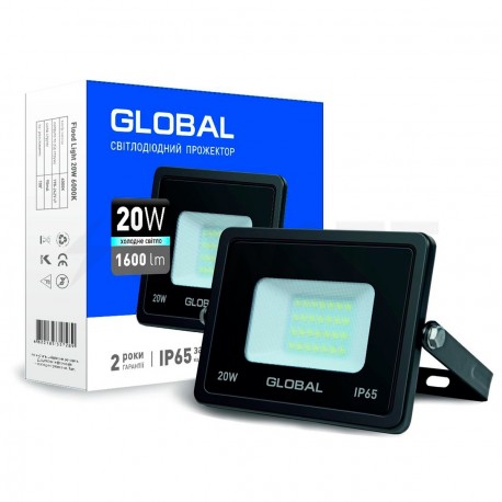 Прожектор GLOBAL FLOOD LIGHT 20W 6000K (1-GBL-02-LFL-2060) - придбати