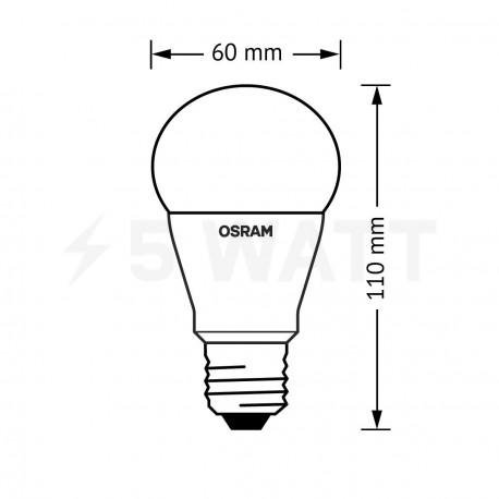 LED лампа OSRAM LED Star Classic A60 8W E27 4000K FR 220-240V(4052899149281) - в Украине