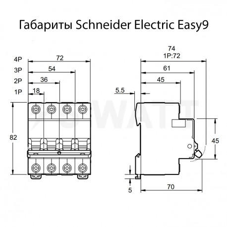 Автоматичний вимикач Schneider 3-п. EZ9 63A C (EZ9F34363) - в інтернет-магазині