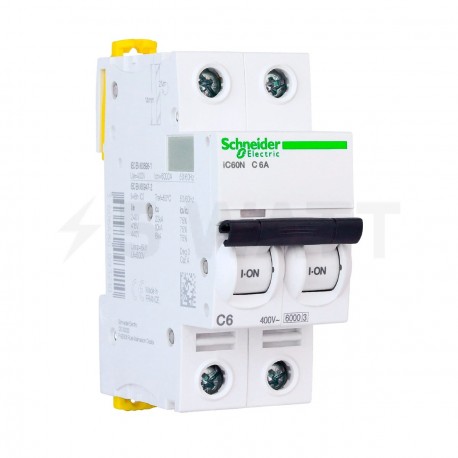 Автоматичний вимикач Schneider 2-п. IC60N   6А С (6кА) (A9F79206) - придбати