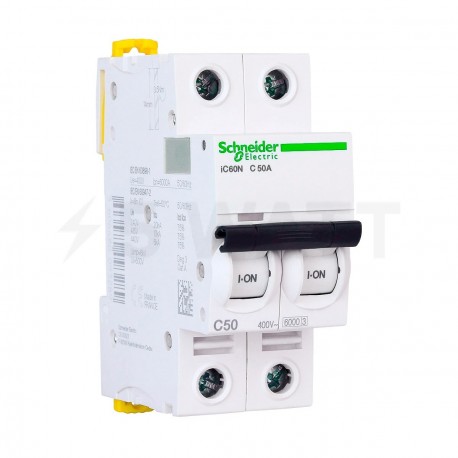 Автоматический выключатель Schneider 2-п. IC60N 50А С (6кА) (A9F79250) - купить