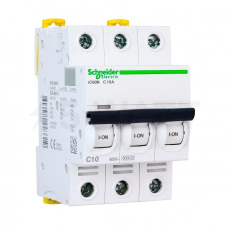 Автоматичний вимикач Schneider 3-п. IC60N 10А C (6кА) (A9F79310) - придбати