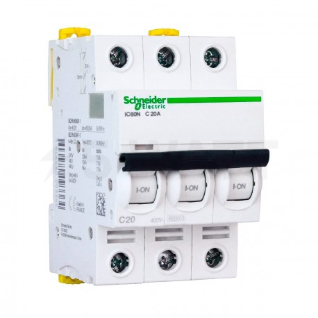 Автоматичний вимикач Schneider 3-п. IC60N 20А C (6кА) (A9F79320) - придбати