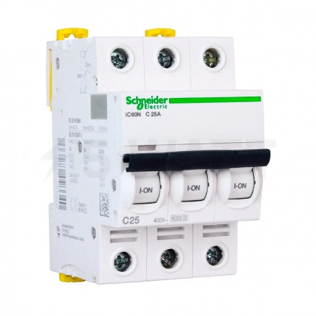 Автоматичний вимикач Schneider 3-п. IC60N 25А C (6кА) (A9F79325) - придбати