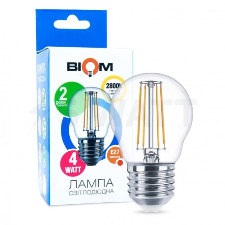 Светодиодная лампа Biom FL-301 G45 4W E27 3000K, филамент - купить