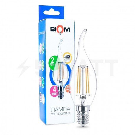 Світлодіодна лампа Biom FL-315 C35 LT 4W E14 2800K свічка на вітрі - придбати