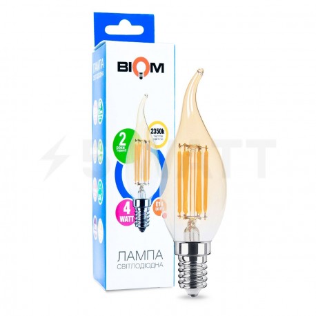 Светодиодная лампа Biom FL-415 C35 LT 4W E14 2530K Amber свеча на ветру - купить
