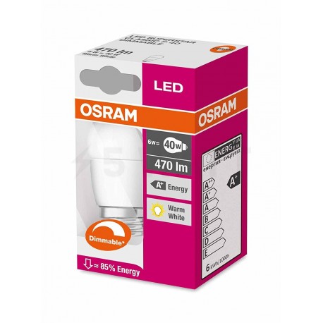 LED лампа OSRAM LED Super Star Classic P40 6,5W E27 2700K FR DIM 220-240V(4052899900912) - недорого