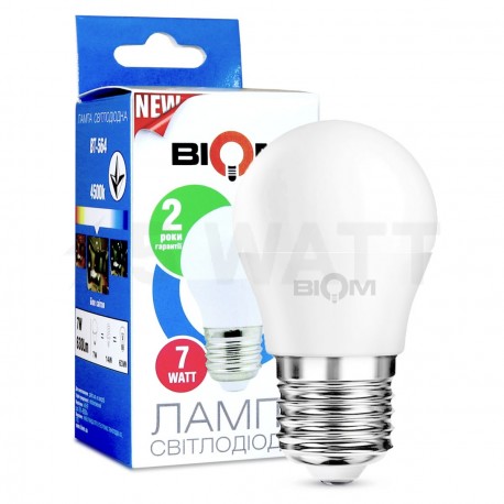 Світлодіодна лампа Biom BT-564 G45 6W E27 4500К матова - придбати