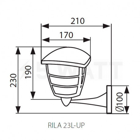 Настінний вуличний світильник KANLUX Rila 23L-UP (23580) - недорого