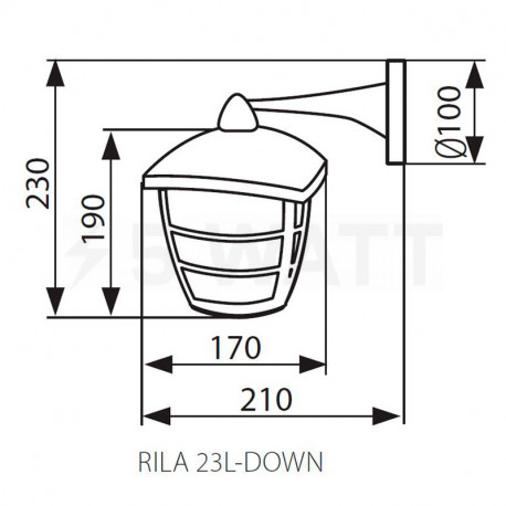 Настенный уличный светильник KANLUX Rila 23L-DOWN (23581) - в интернет-магазине