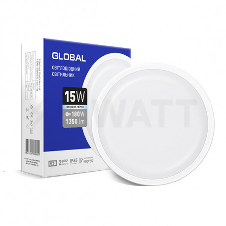 Антивандальний світильник GLOBAL 15W 5000K (IP65) для ЖКГ коло (1-GBH-1550-C) - придбати