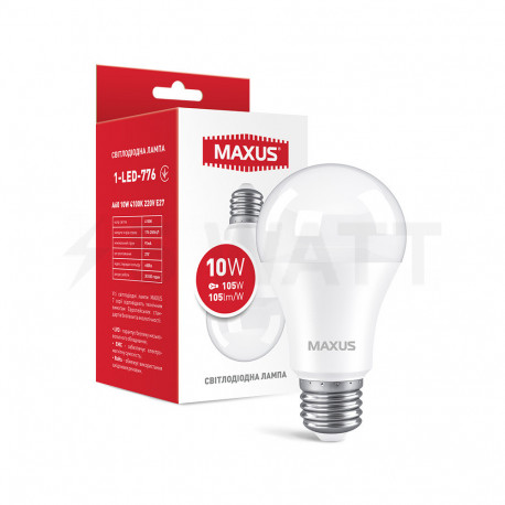 LED лампа MAXUS A60 10W 4100K 220V E27 (1-LED-776) - придбати