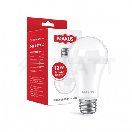 LED лампа MAXUSA60 12W 3000K 220V E27 (1-LED-777) - придбати