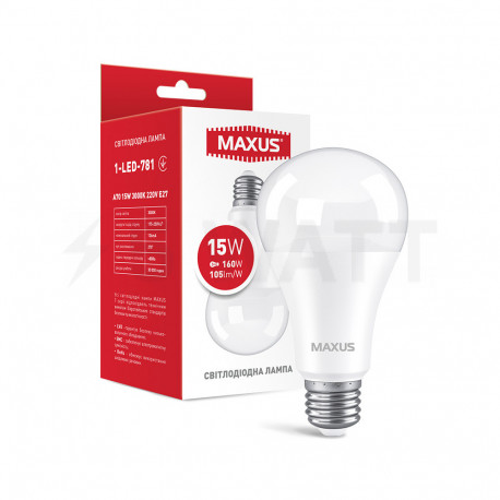 LED лампа MAXUS A70 15W 3000K 220V E27 (1-LED-781) - придбати