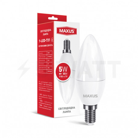 LED лампа MAXUS C37 5W 3000K 220V E14 (1-LED-731) - купить