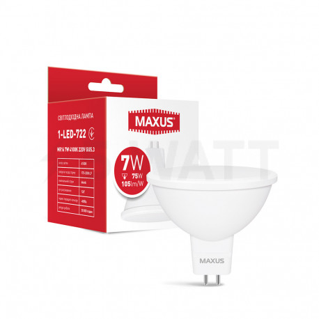 LED лампа MAXUS MR16 7W 4100K 220V GU5.3 (1-LED-722) - придбати