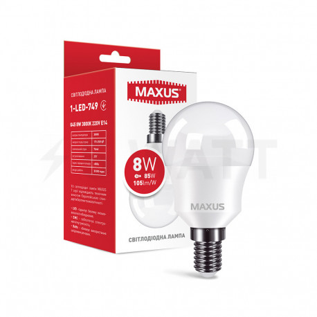 LED лампа MAXUS G45 8W 3000K 220V E14 (1-LED-749) - придбати