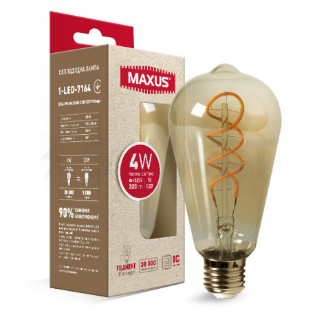 LED лампа MAXUS ST64 FM 4W 2200K 220V E27 Vintage (1-LED-7164) - купить