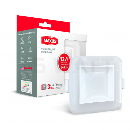 Світильник світлодіодний 3-step SDL MAXUS 12W 3000/4100K квадрат (1-MAX-01-3-SDL-12-S) - придбати