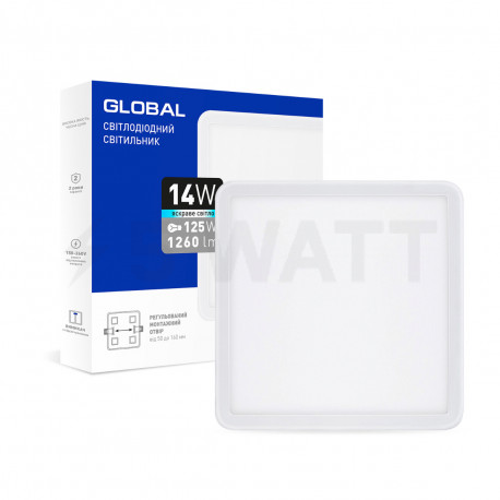 Світильник світлодіодний GLOBAL SP adjustable 14W, 4100K (квадрат) (1-GSP-01-1441-S) - придбати