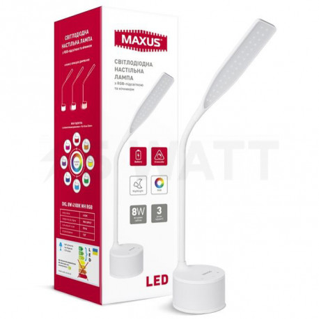Настільний світильник MAXUS DKL 8W 4100K White RGB (1-MAX-DKL-001-03) - придбати