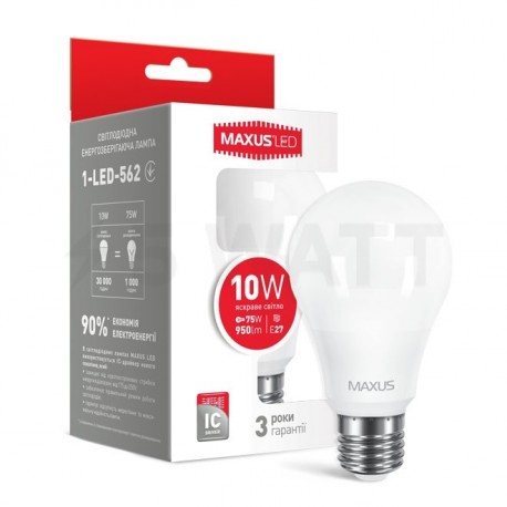 LED лампа MAXUS A60 10W 4100К 220V E27 (1-LED-562-01) - придбати