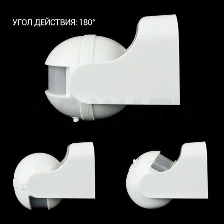 Инфракрасный датчик движения BIOM IRM-04W max 1200Вт 180° , настенный белый - в Украине