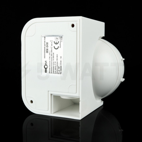 Инфракрасный датчик движения BIOM IRM-04W max 1200Вт 180° , настенный белый - магазин светодиодной LED продукции