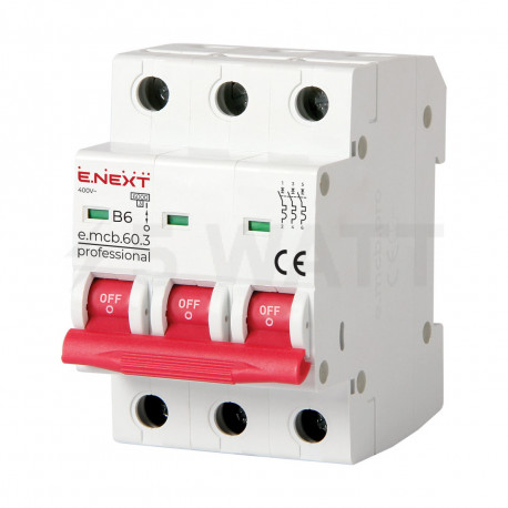 Модульний автоматичний вимикач 3п 6А В 6кА, E.NEXT PRO ( p041024) - придбати