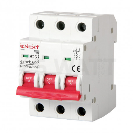Модульний автоматичний вимикач 3п 25А В 6кА, E.NEXT PRO ( p041028) - придбати