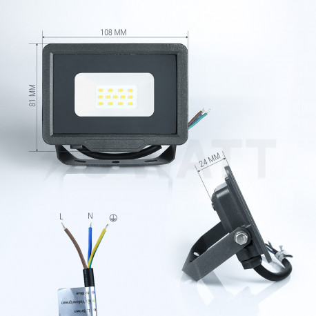 Світлодіодний прожектор BIOM 10W S5-SMD-10-Slim 6200К 220V IP65 - недорого