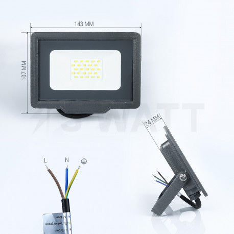 Світлодіодний прожектор BIOM 20W S5-SMD-20-Slim 6200К 220V IP65 - недорого