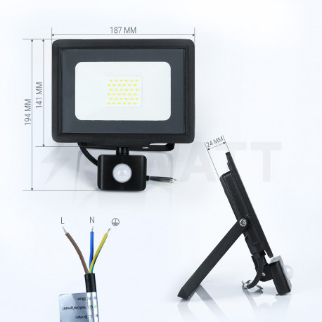 Светодиодный прожектор BIOM 30W S5-SMD-30-Slim+Sensor 6200К 220V IP65 - недорого