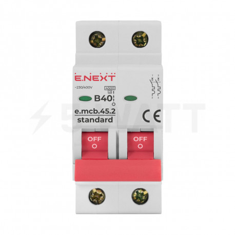 Модульний автоматичний вимикач 2п 40А В 4,5 кА, E.NEXT STAND ( s001021) - недорого