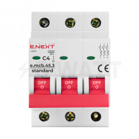 Модульний автоматичний вимикач 3п 4А C 4,5 кА, E.NEXT STAND ( s002027) - недорого