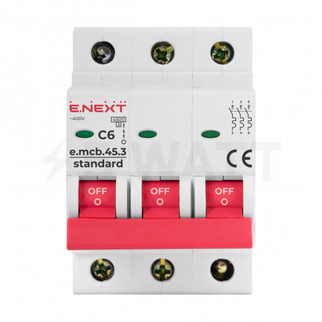 Модульний автоматичний вимикач 3п 6А C 4,5 кА, E.NEXT STAND ( s002029) - недорого