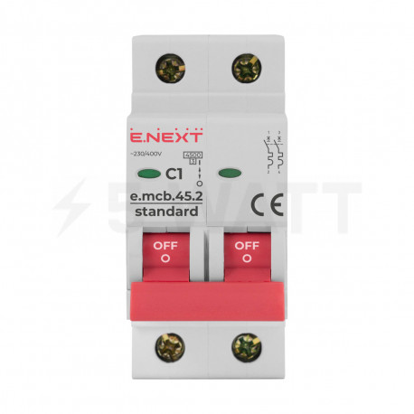 Модульний автоматичний вимикач 2п 1А C 4,5 кА, E.NEXT STAND ( s002054) - недорого