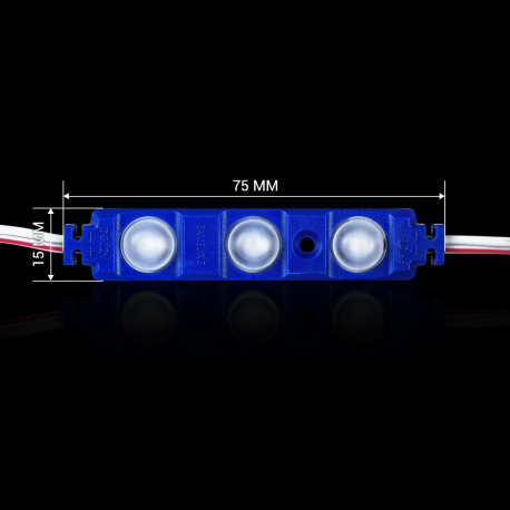Светодиодный модуль BRT XG192 5630-3 led W 1,5W BLUE, 12В, IP65 синий с линзой полусфера - недорого