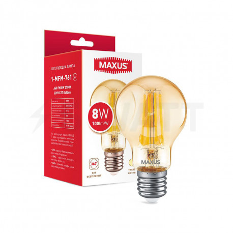 LED лампа MAXUS филамент A60 8W 2700K 220V E27 Golden (1-MFM-761) - купить