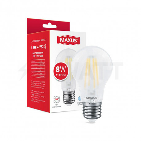 LED лампа MAXUS филамент A60 8W 4100K 220V E27 Frosted (1-MFM-762) - купить